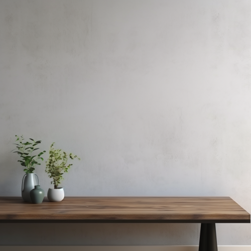 Empty table and blank wall in living room