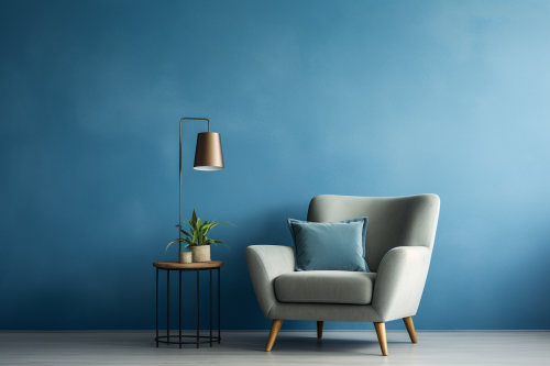 Modern Living Room with Blue Wall