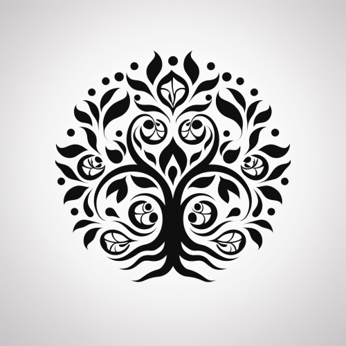 Black and white mandala tree logo