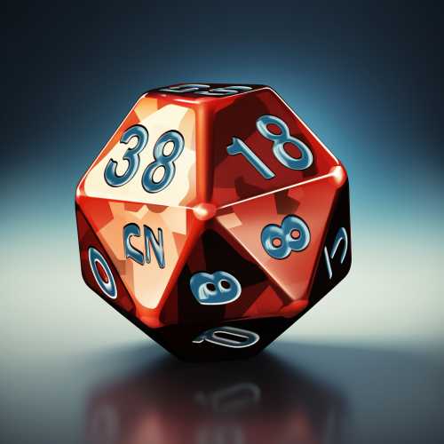 Two six-sided dice in logo style