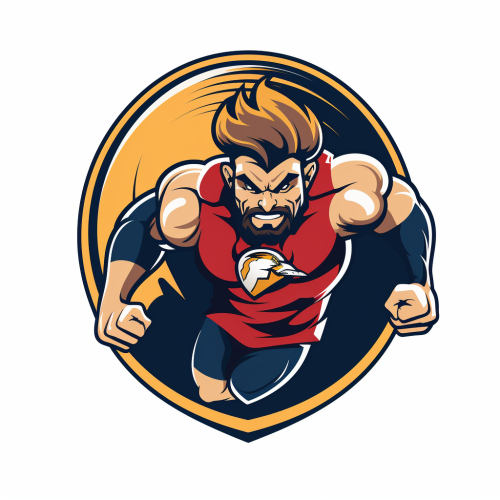 Logo of wrestler running on track