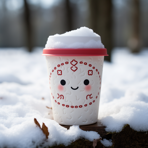 - This SEO-friendly page title highlights the image of a logo cup made of snow with an adorable emoji to add visual appeal.