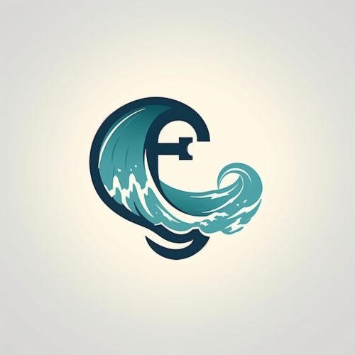 Logo of a key uniting with a sea wave