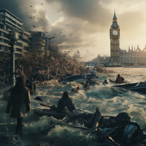 Tidal wave causing mass casualties in London