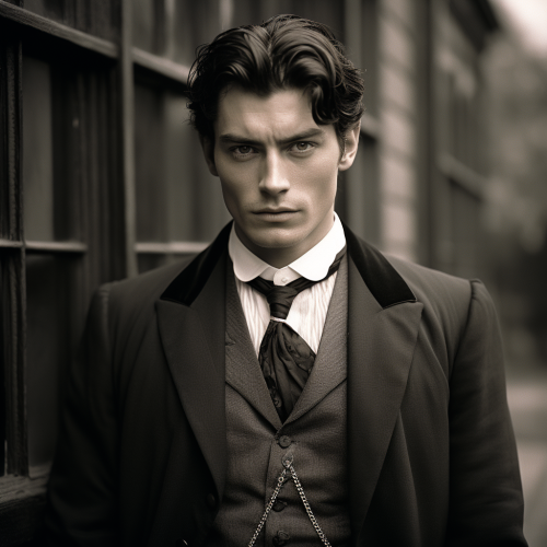 Elegant man with tall dark hair and sharp eyes