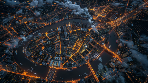 Dazzling London Night View Aerial Dazzling London Night View Aerial