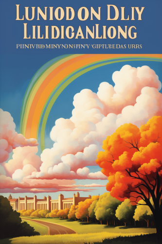 London railway poster blue sky clouds vibrant colors London railway poster blue sky clouds vibrant colors