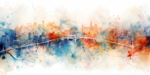 Watercolour map of London during Shakespeare's era