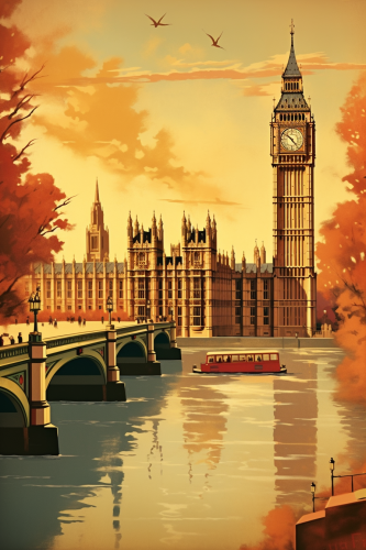 Vintage travel poster of London's Big Ben