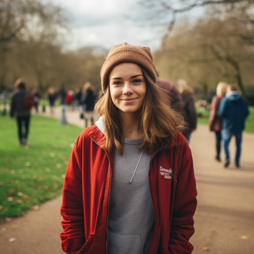 Unpretentious person walking in London park