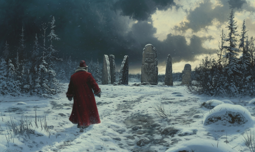 lone explorer in red coat snowy forest lone explorer in red coat snowy forest