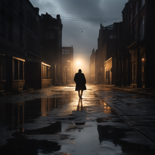 Lonely man walking on poor street Lonely man walking on poor street