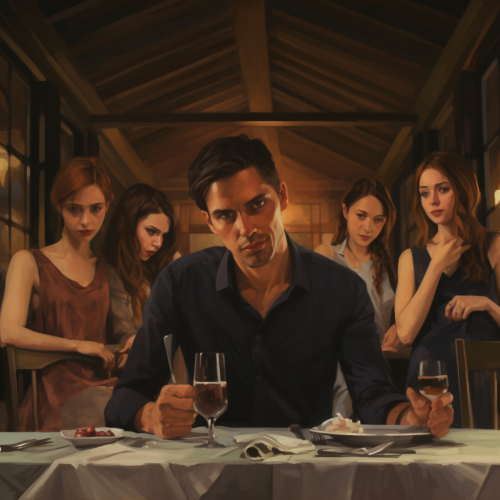 People enjoying a dinner conversation