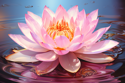 Beautiful lotus in a Monet-style pond