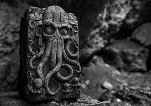 Old lovecraftian squid idol statue