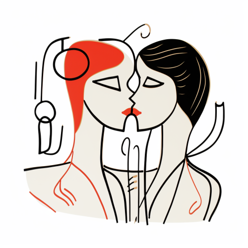 Two lovers kissing at concert