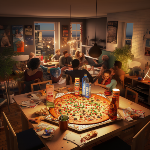 Friends playing low poly artistic game