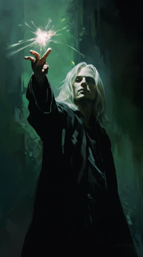 Lucius Malfoy conjuring a spell