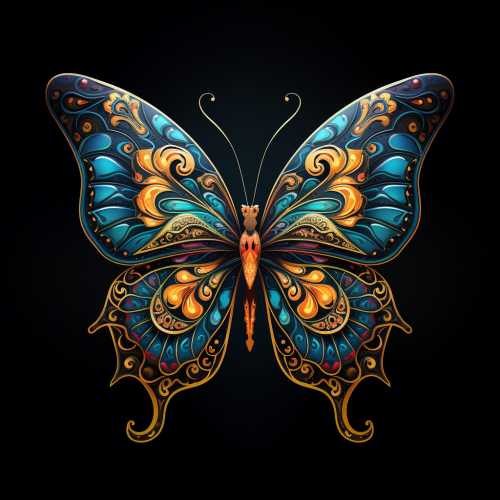 Luminescent Emperor Butterfly on Black Background