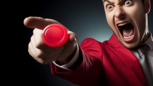 Lunatic politicians arguing over red button