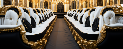 Luxurious Opera Seats in Black and White with Gold Accents