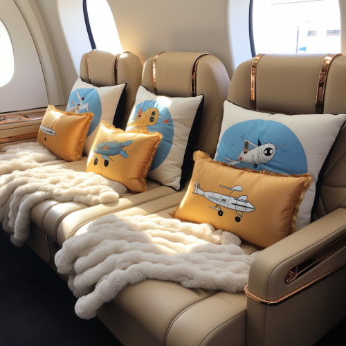 Luxurious private plane beds with silk pillows