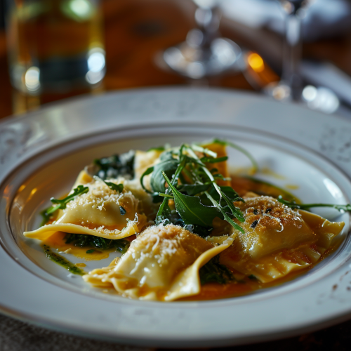 Delicious Vegan Ravioli at Fine Dining Restaurant