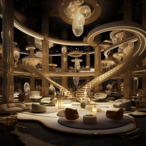 Luxury department store showroom in surrealistic style