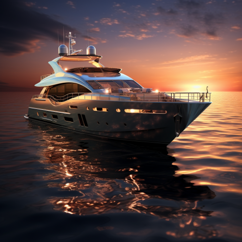 Luxury private yacht at sunset