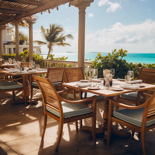 Elegant luxury seafood restaurant overlooking the sea