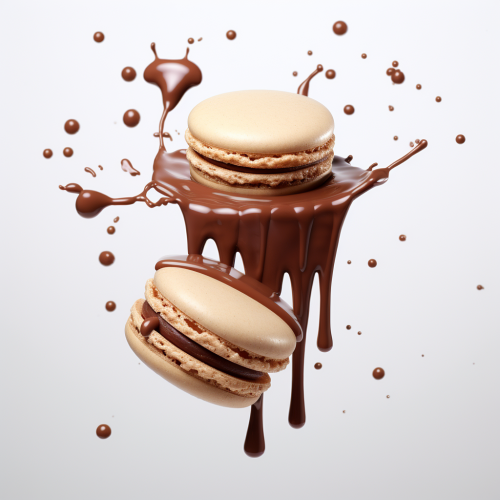 Tempting Macaron with Dripping Chocolate Tempting Macaron with Dripping Chocolate