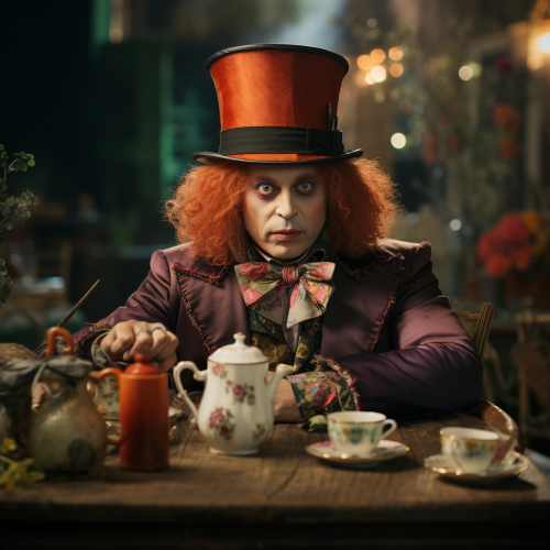 Mad Hatter enjoying tea party.