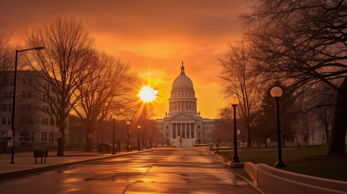 Sketchy sunrise over Madison Wisconsin Capitol Sketchy sunrise over Madison Wisconsin Capitol