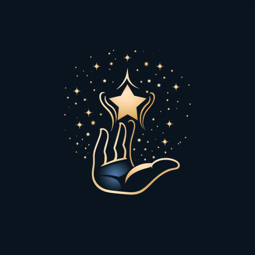 Minimalist magic hand with stars