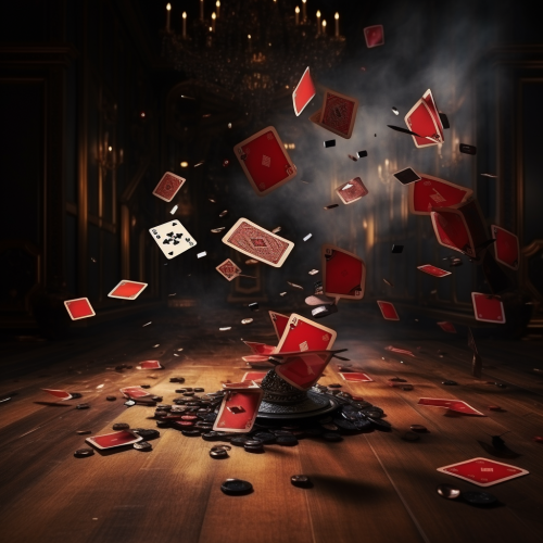 Floating card symbols in magic atmosphere