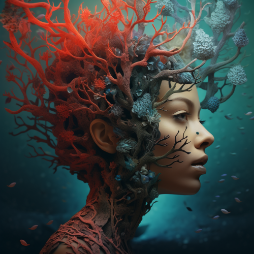 Portrait projection on magic tree coral