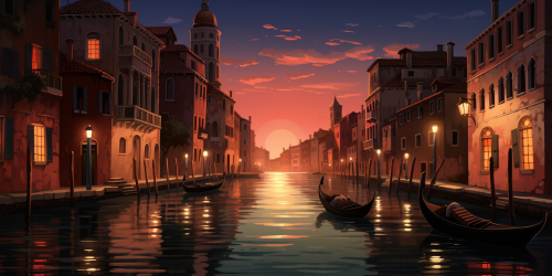 Beautiful nighttime Venice canal scene