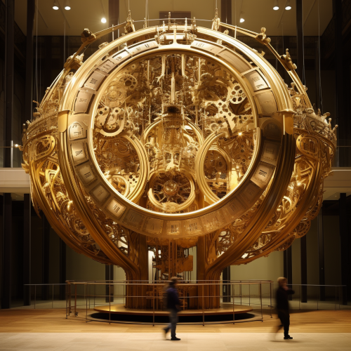 Art Deco golden time-telling device