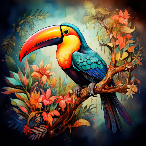 Beautiful toucan perched on a tree