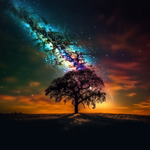 Glowing sunset behind magical tree with stars  ✨? Glowing sunset behind magical tree with stars  ✨?
