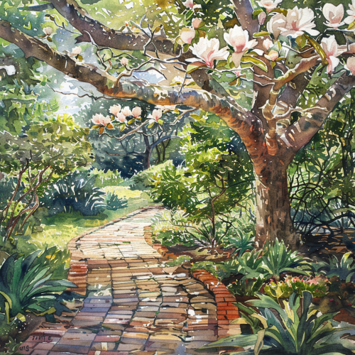 watercolor magnolia tree painting