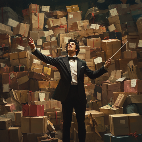 Male Conductor Leading Imaginary Orchestra Male Conductor Leading Imaginary Orchestra