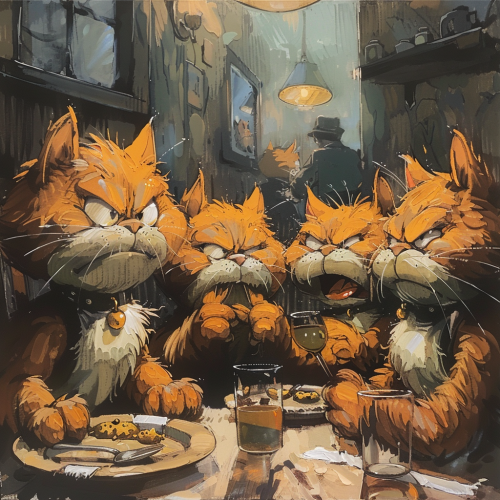 sad afraid Garfield cats illustration