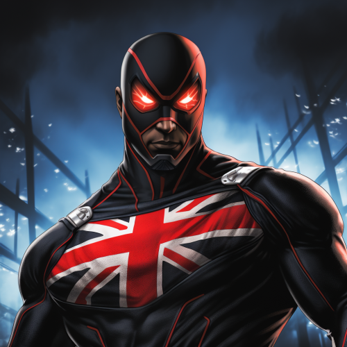 Male superhero in black costume with red 'T' logo