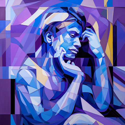 Colorful male cubist art painting