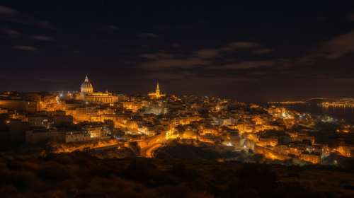 Night view of stunning Malta country landscape