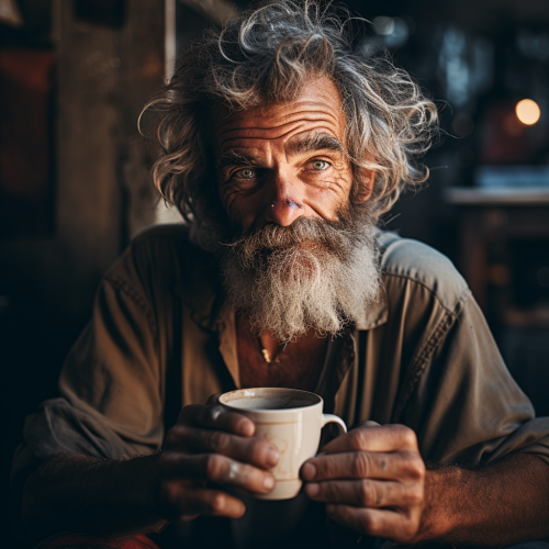 Man drinking coffee in a photo Man drinking coffee in a photo