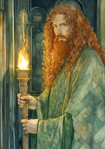 Man with red hair and green robe