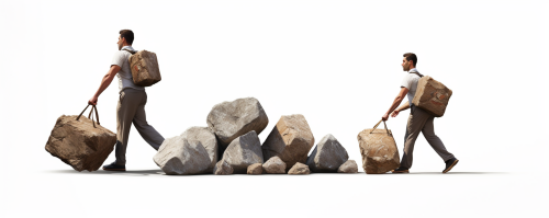 Man walking away from lifting heavy objects