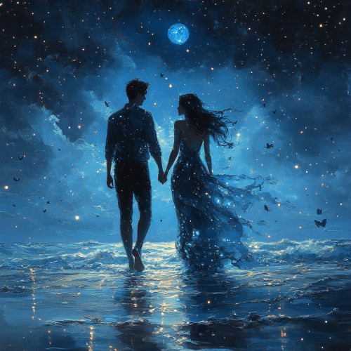Man and Woman Beach Moon Man and Woman Beach Moon